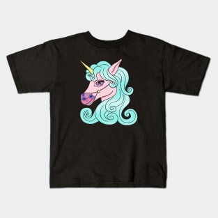 Unicorn with floral mask Kids T-Shirt